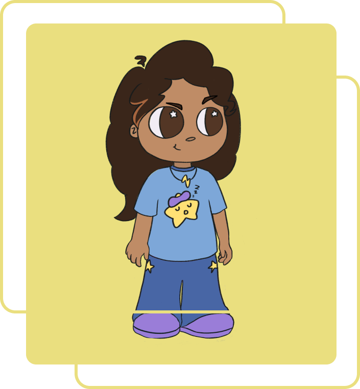 sketch of a girl with yellow background and border